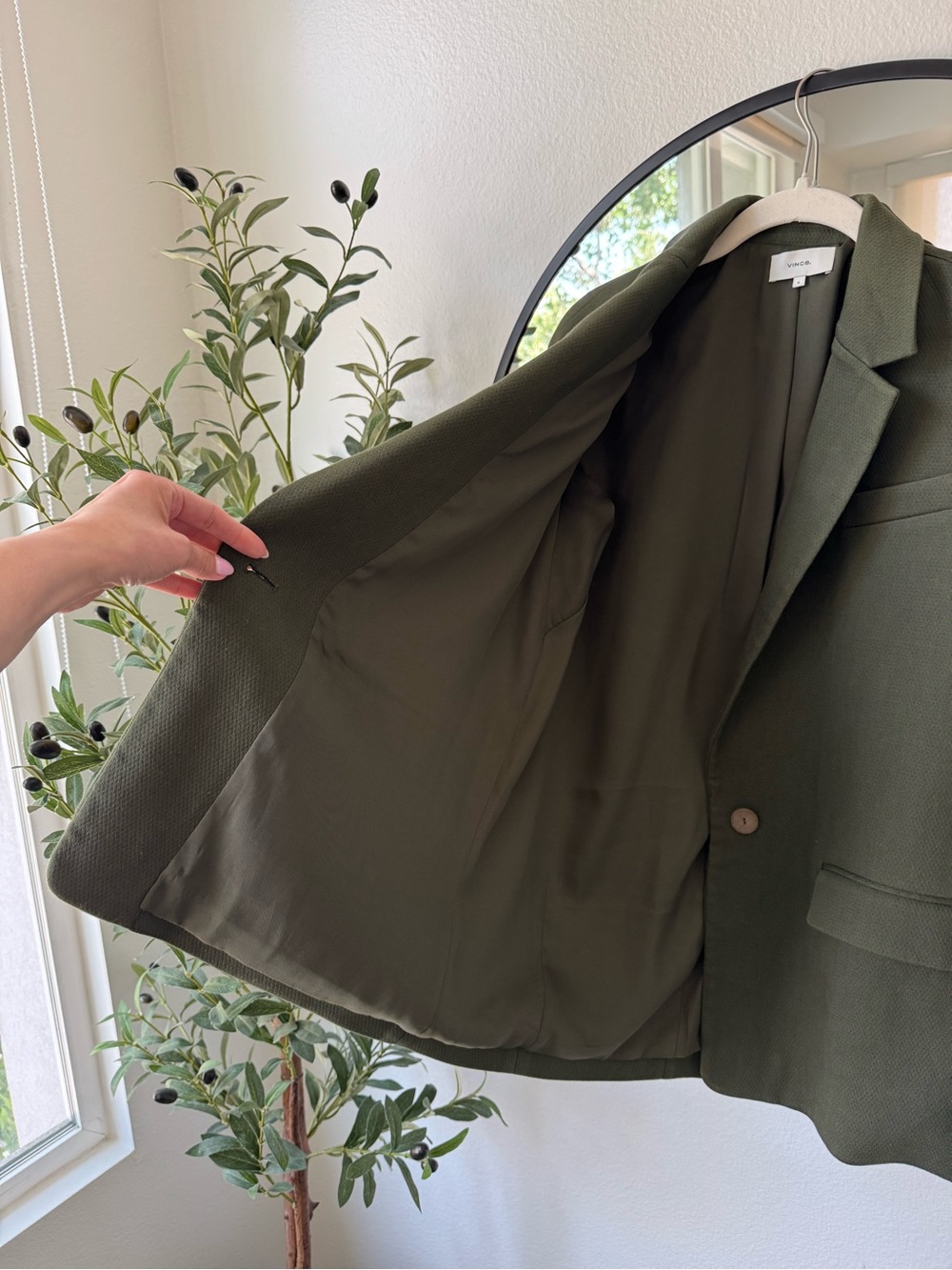Vince Tuscan Olive Textured Single-Button Blazer 6 - Picture 5 of 10